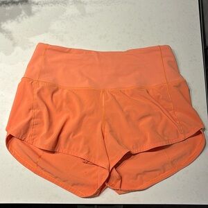 Lululemon speed up lined shorts 2.5” in orange SIZE 4